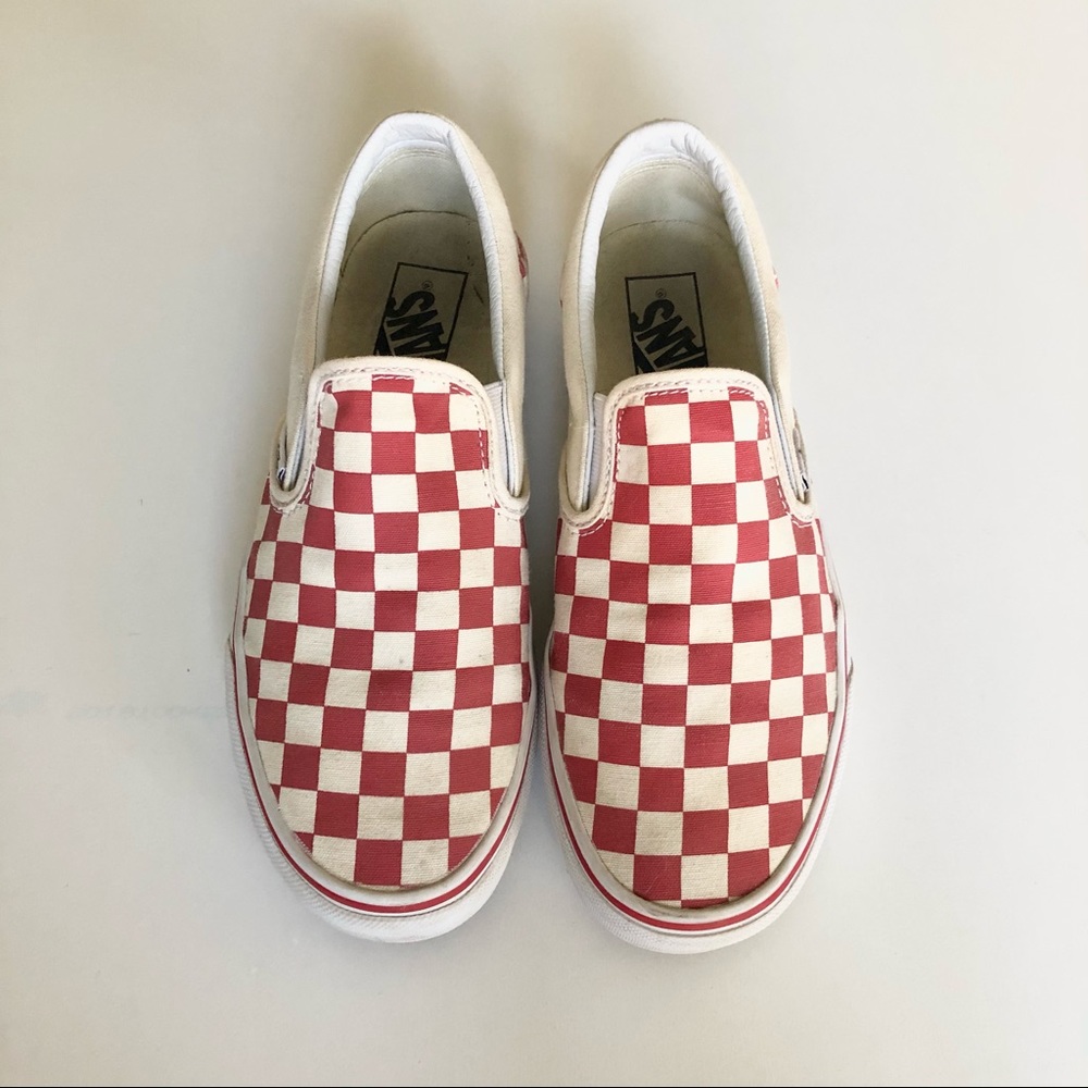 Vans Red Checkered Slip Ons